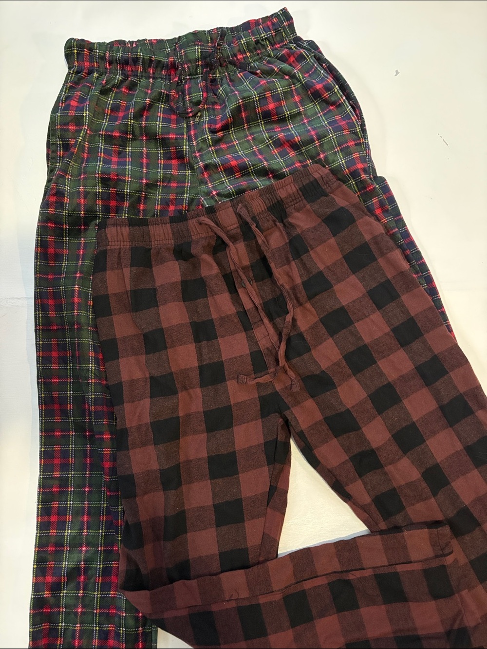 MENS PRESWICK & MOORE Plaid Lounge Pants - Brown & Red / Green Plaid